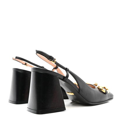 Gucci Malaga Kid Horsebit 75mm Slingback Pumps 36 Black 4 of 11