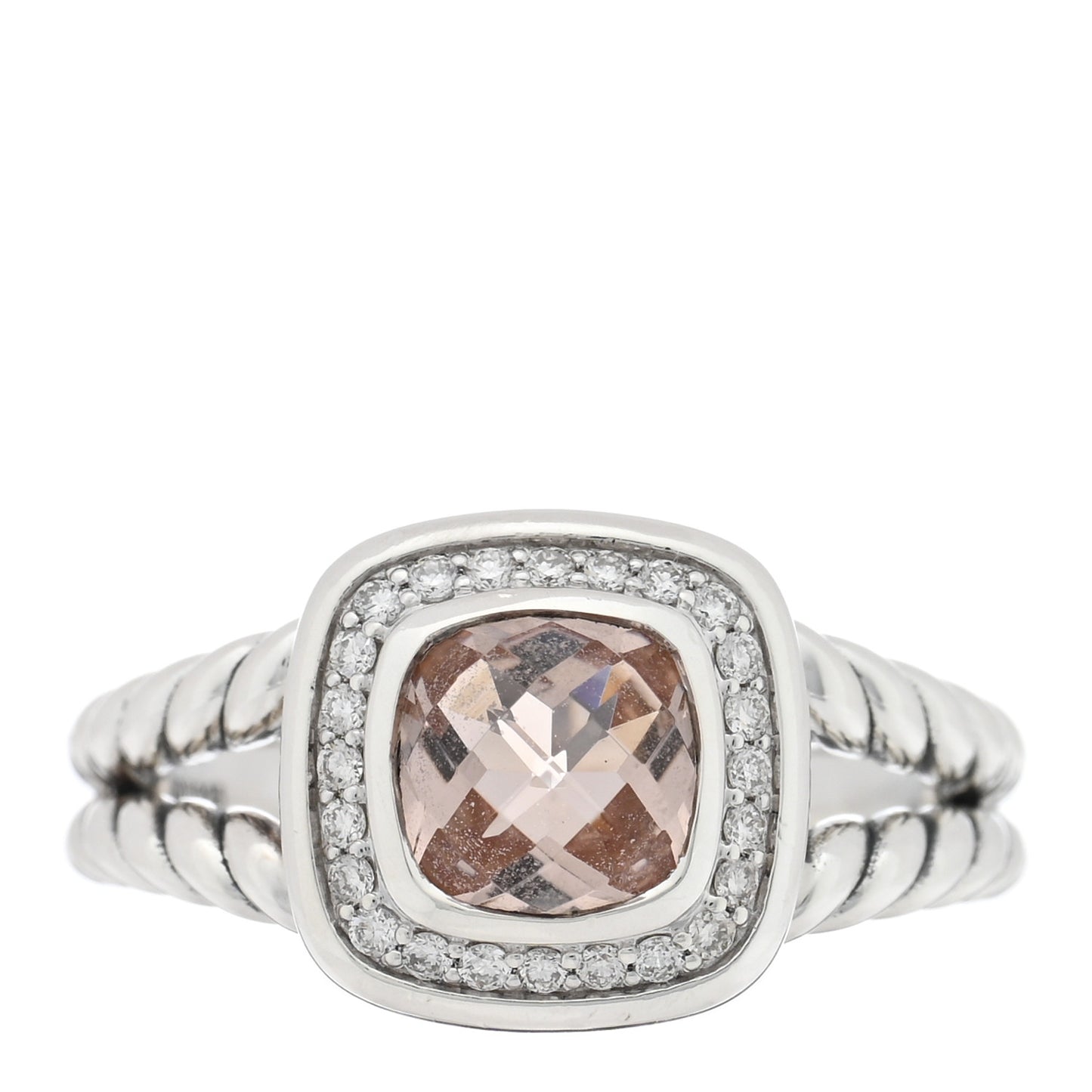 Sterling Silver Diamond Morganite 7mm Petite Albion Ring 54 7