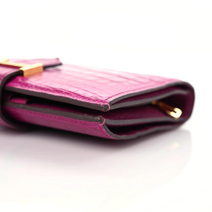 Hermes Matte Alligator Bearn Compact Wallet Rose Scheherazade 9 of 19