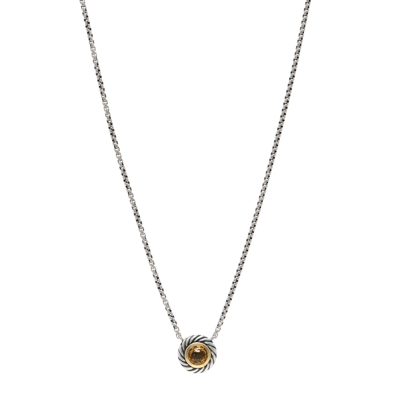 David Yurman Sterling Silver 18K Yellow Gold Citrine 12mm Cookie Necklace 1 of 4
