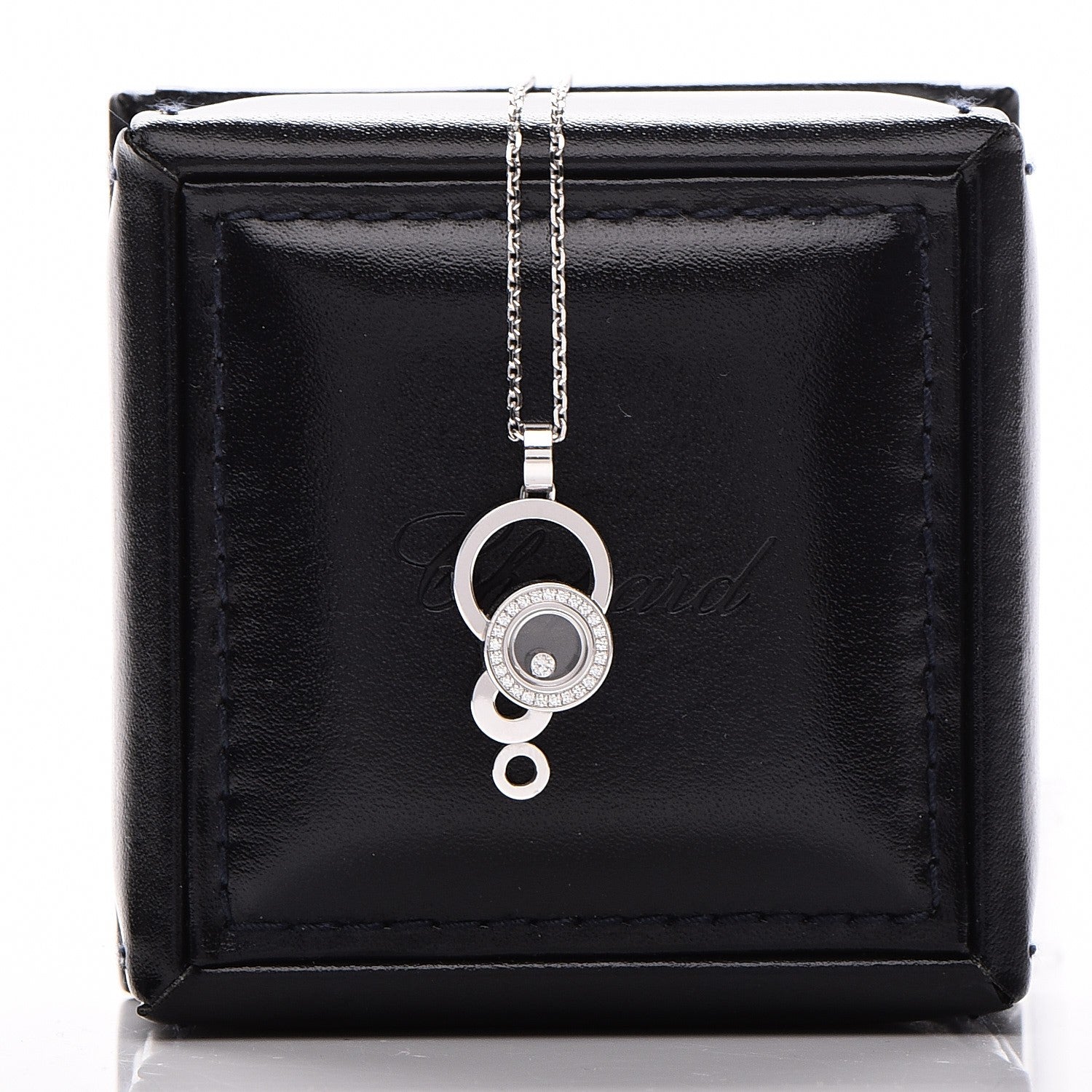 Chopard 18K White Gold Diamond Pave Happy Bubbles Pendant Necklace 6 of 6