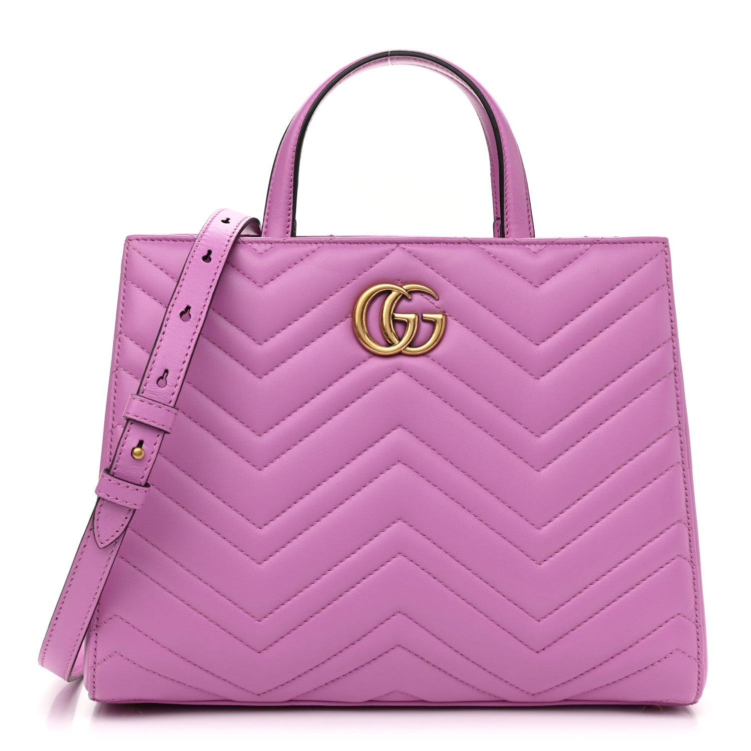 Gucci Calfskin Matelasse Small GG Marmont Tote Candy Mousse 1 of 10