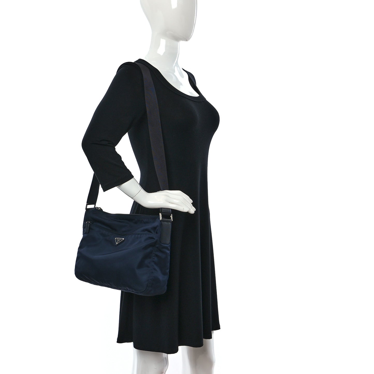 Tessuto Nylon Vela Messenger Bag Blue Black