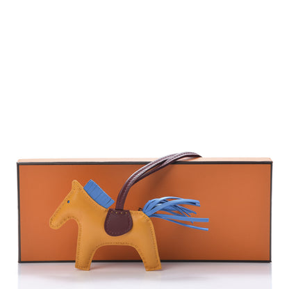 Hermes Milo Lambskin Grigri Rodeo Horse Bag Charm PM Jaune D'Or Bleu Zanzibar Rouge H 5 of 5