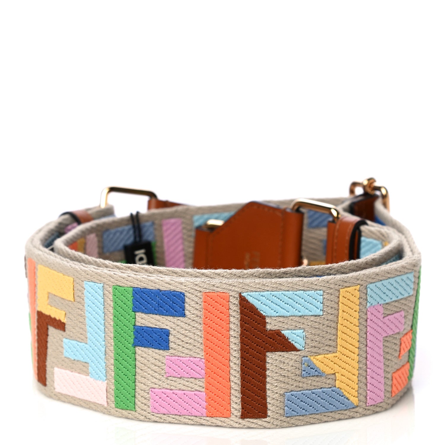 Fendi Canvas Calfskin FF 1974 Adjustable Strap You Multicolor Cuoio 3 of 9