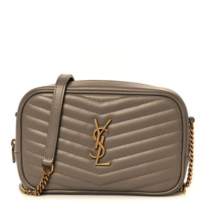 Saint Laurent Calfskin Matelasse Monogram Mini Lou Camera Bag Greyish Brown 1 of 9