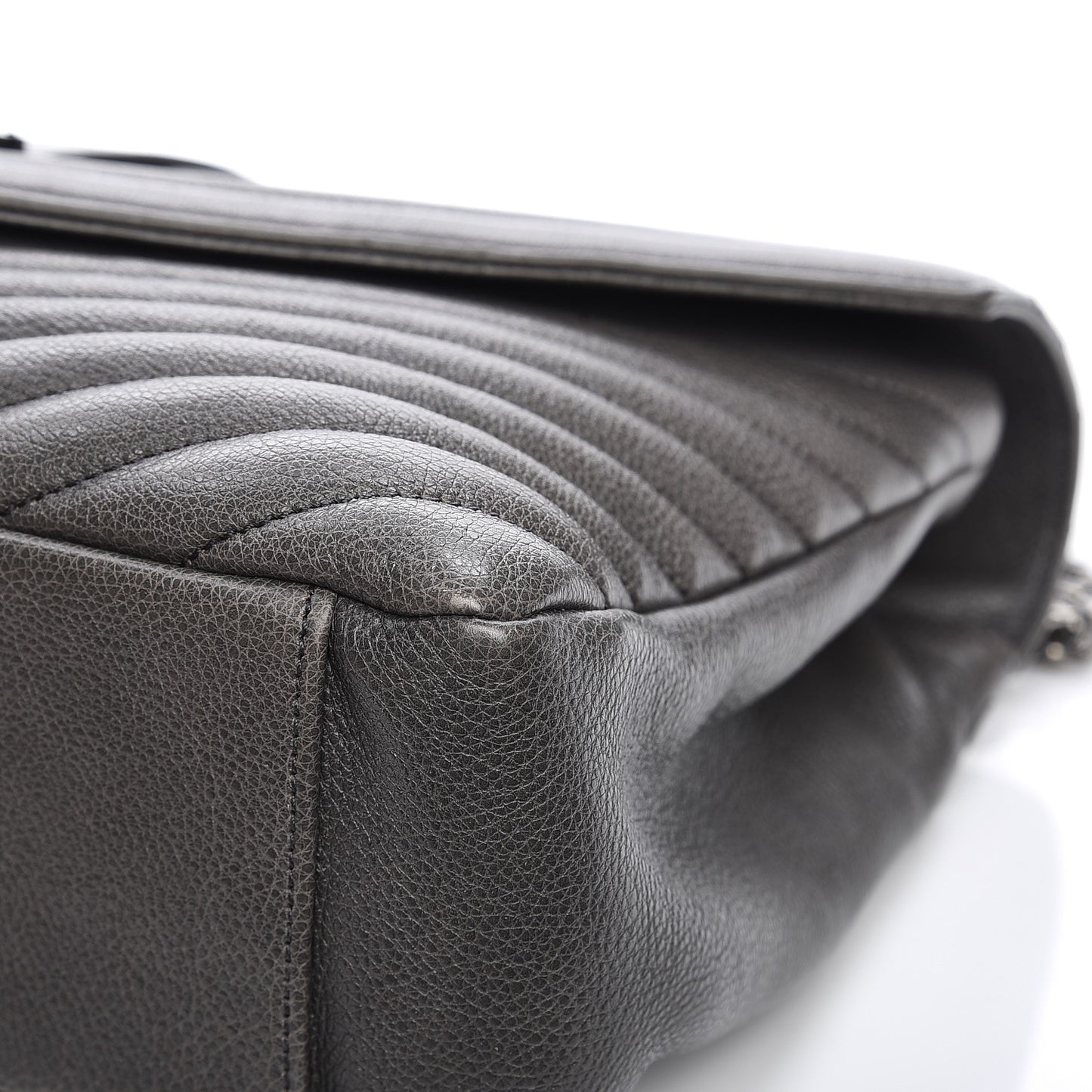 Sheepskin Matelasse Chevron Monogram Large College Satchel Grey