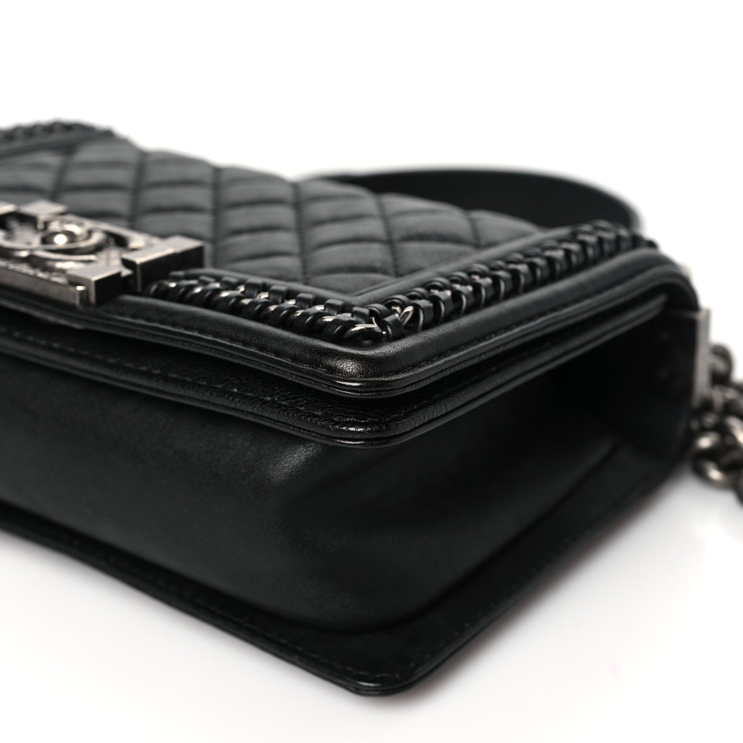 Chanel Calfskin Quilted Small Boy Top Handle Flap Black 10 of 11