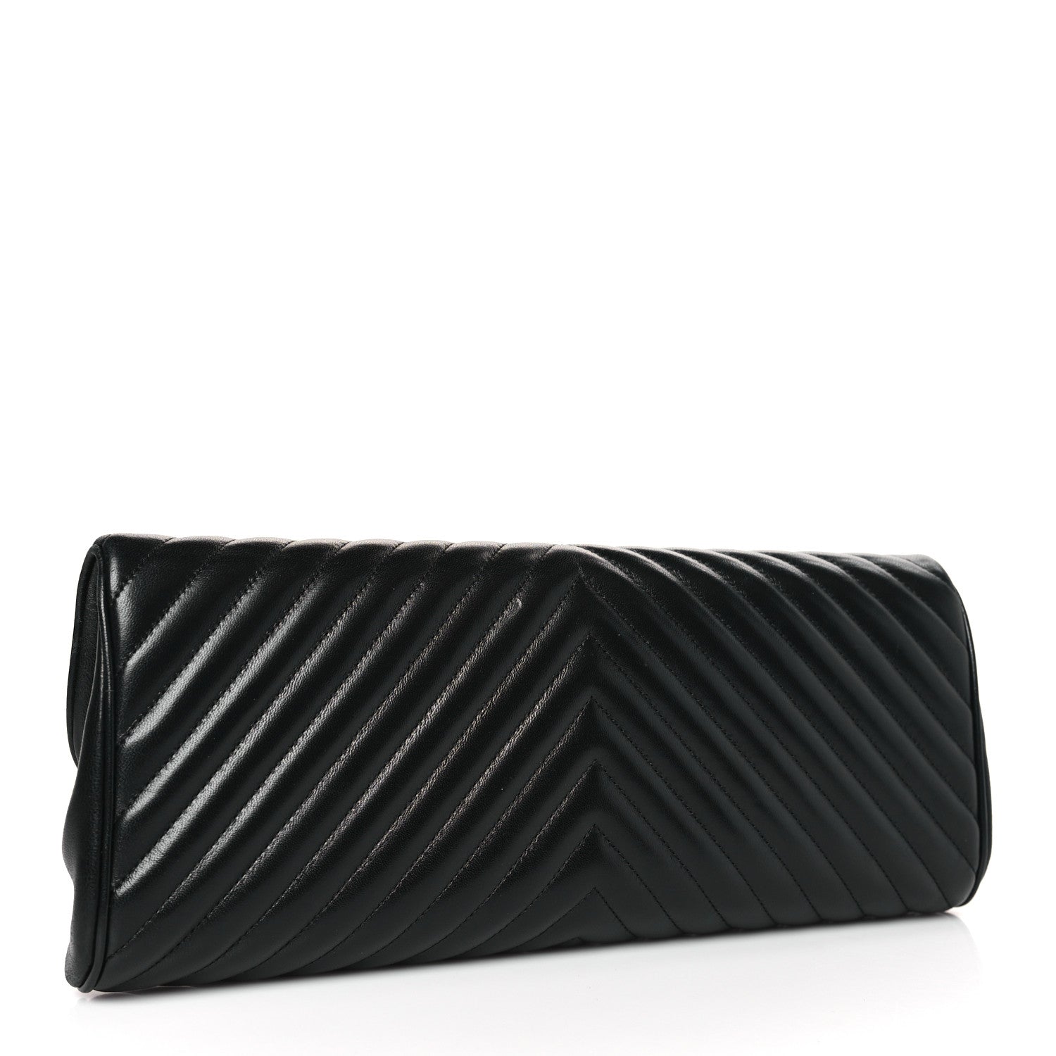 Chanel Lambskin Chevron Evening Clutch Black 3 of 10