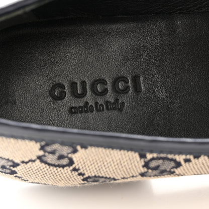 Gucci Monogram Malaga Kid Horsebit Womens Jordaan Loafers 36 Beige Blue 36 Beige Blue 7 of 13