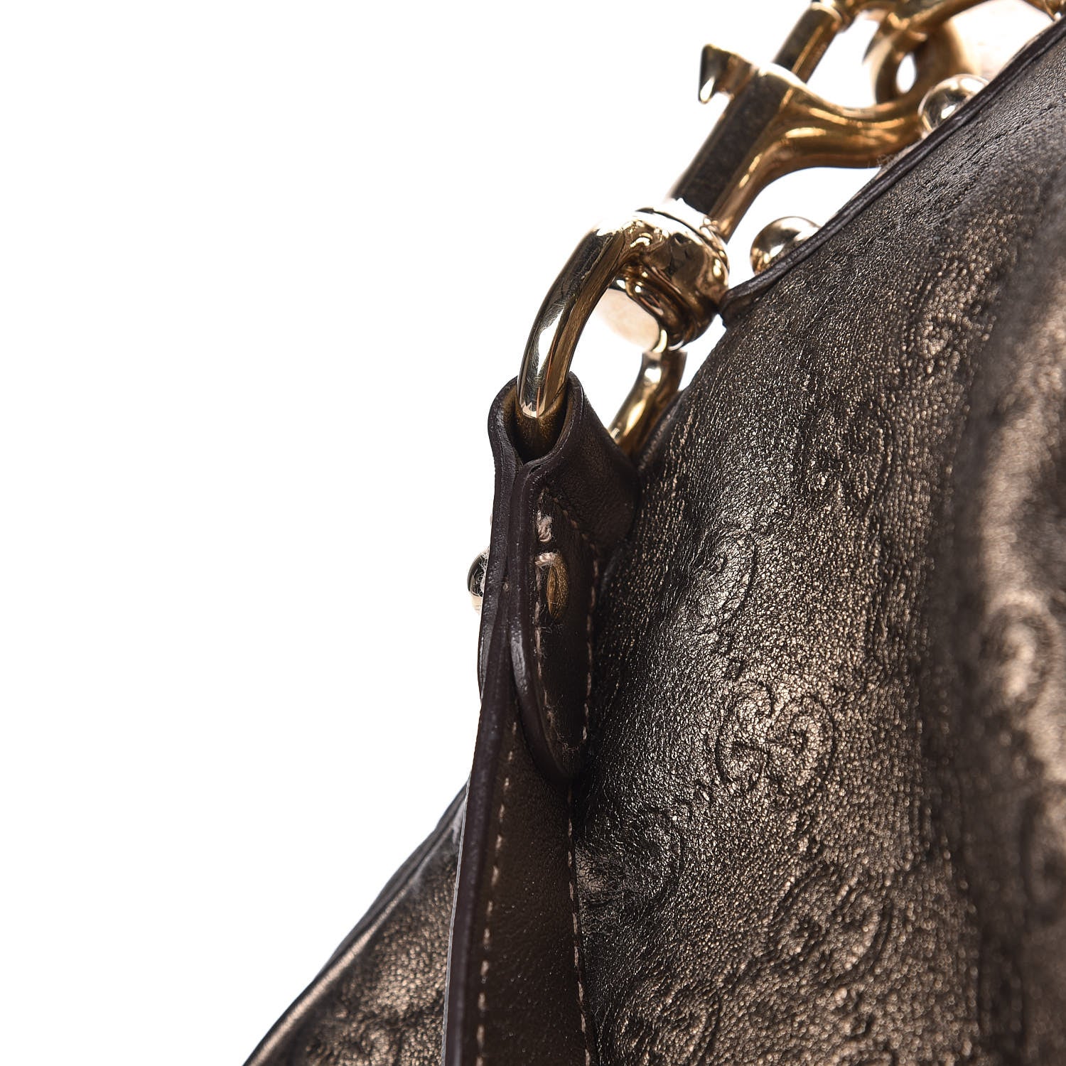 Gucci Metallic Guccissima Large Indy Top Handle Hobo Pewter 22 of 25