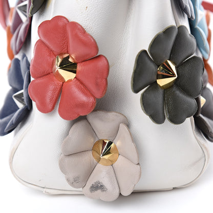 Fendi Nappa Flowerland Mini Peekaboo Iconic Satchel White Ice Multicolor 13 of 19