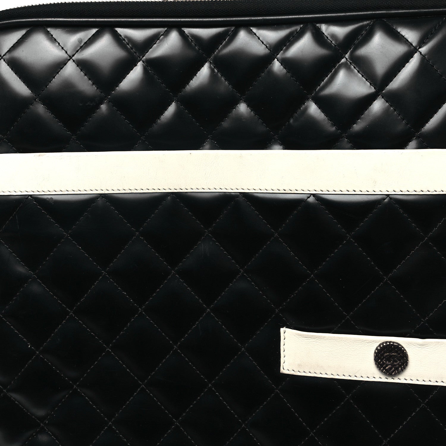 Chanel Vinyl Calfskin Quilted Coco Case Trolley Rolling Luggage Black 6 of 12