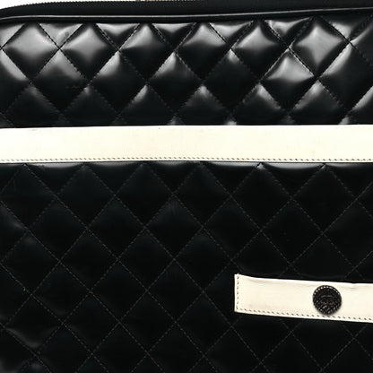 Chanel Vinyl Calfskin Quilted Coco Case Trolley Rolling Luggage Black 6 of 12