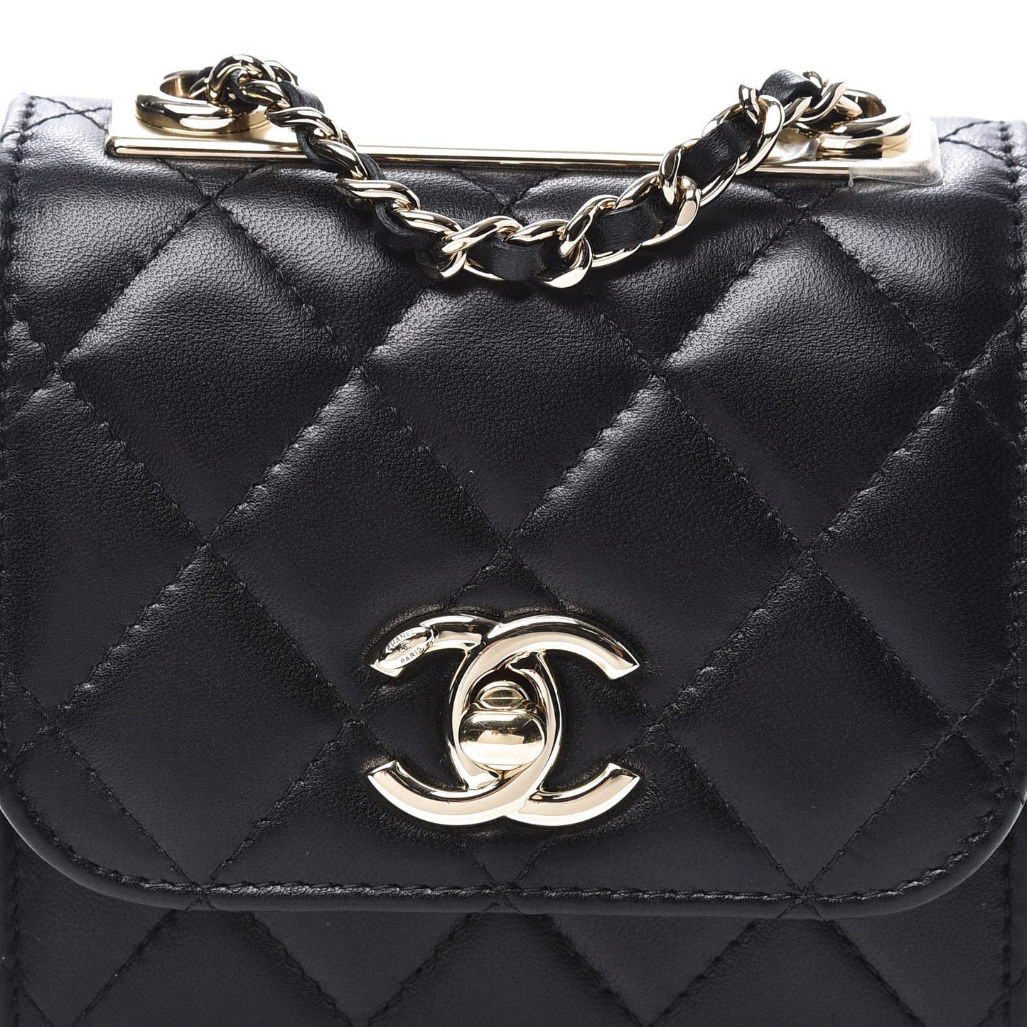 Lambskin Quilted Mini Trendy CC Chain Wallet Black