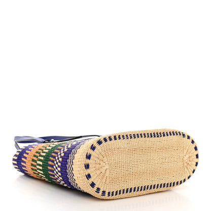 Loewe Raffia Small Square Basket Tote Bag Blue Multicolor 4 of 9