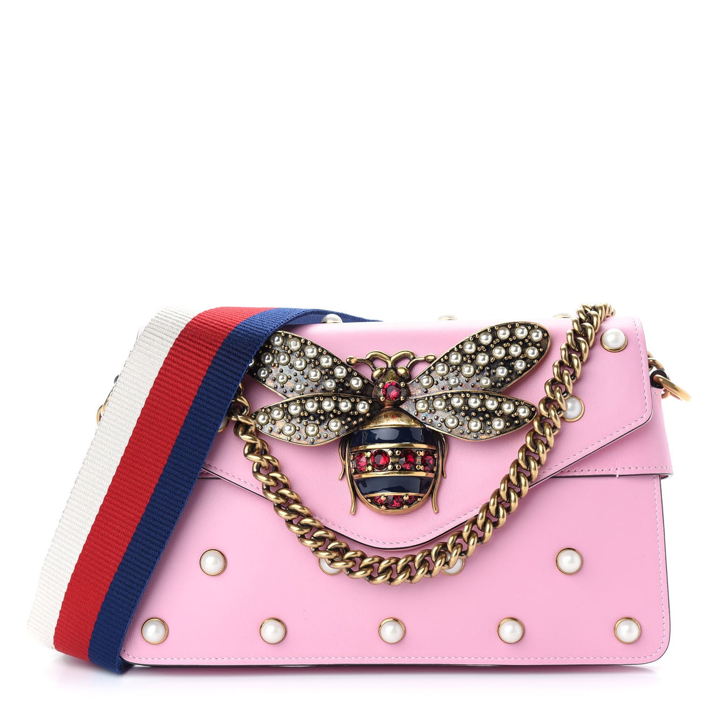Nappa Pearl Studded Mini Queen Margaret Broadway Shoulder Bag Sugar Pink