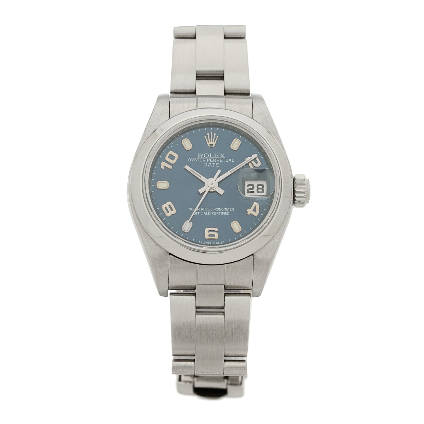 Stainless Steel 26mm Oyster Perpetual Date Watch Blue 79160