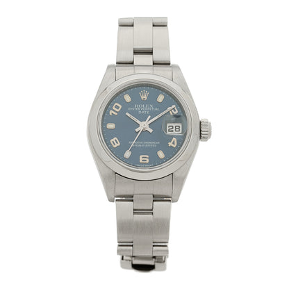 Rolex Stainless Steel 26mm Oyster Perpetual Date Watch Blue 79160 1 of 4