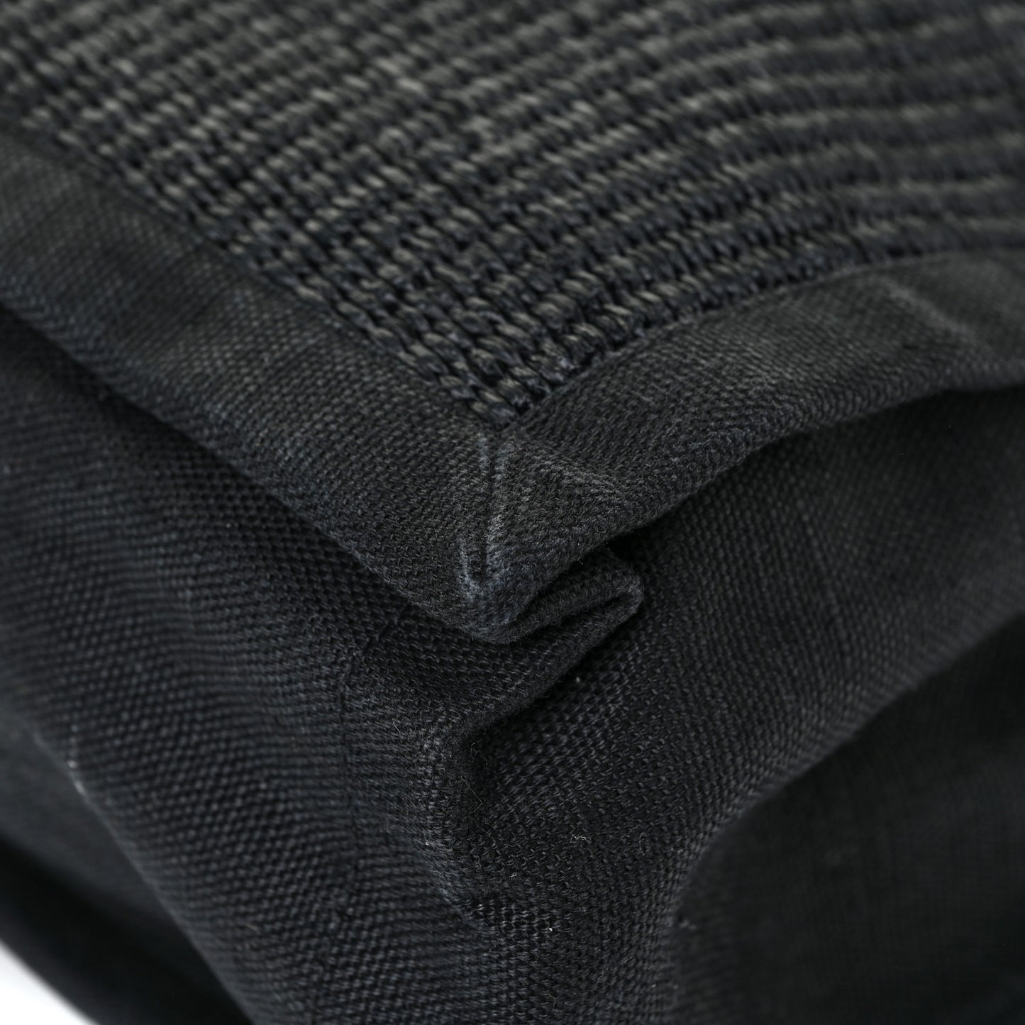Raffia Linen Calfskin Rive Gauche Tote Black