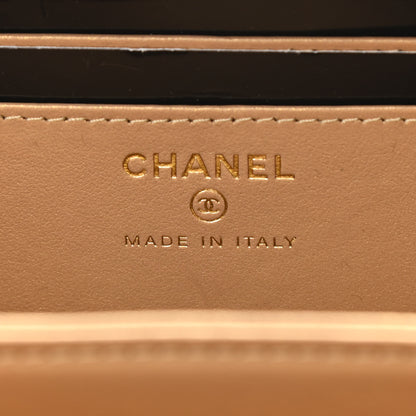Chanel Lambskin Quilted Golden Plate Clutch With Chain Black 6 of 13