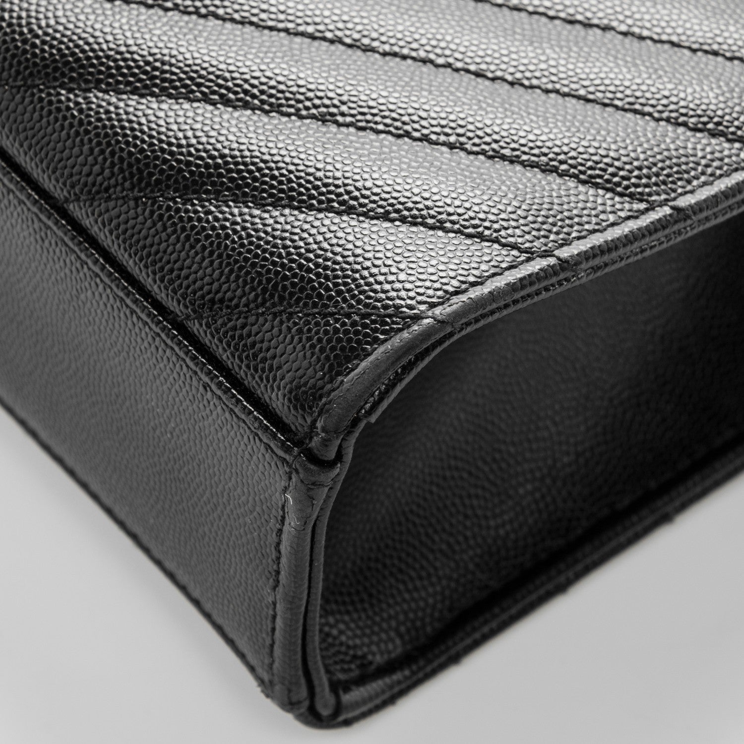 Saint Laurent Grain De Poudre Matelasse Chevron Large Monogram Satchel Black 9 of 11