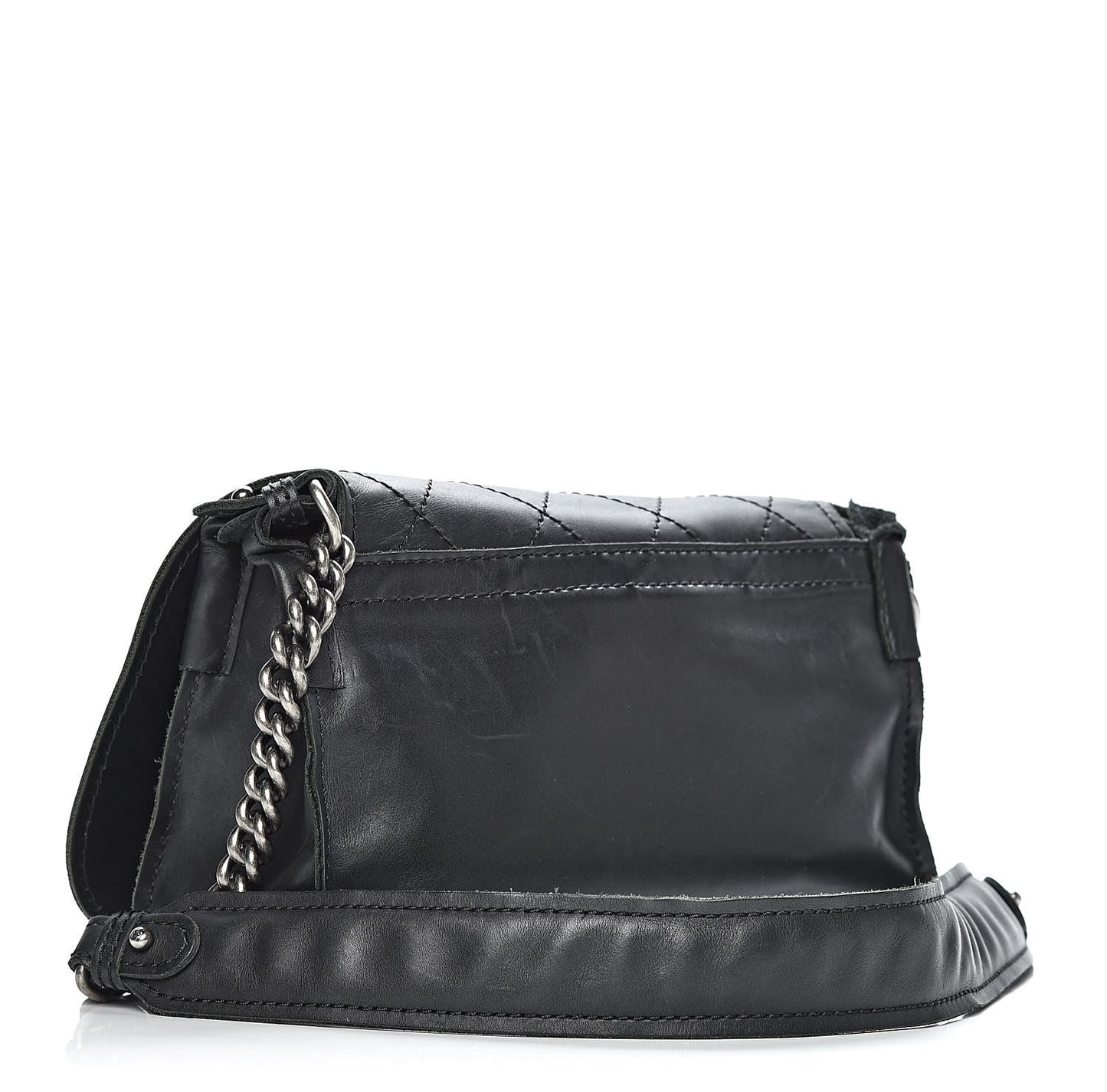 Calfskin Stitched Small Highlander Messenger Black