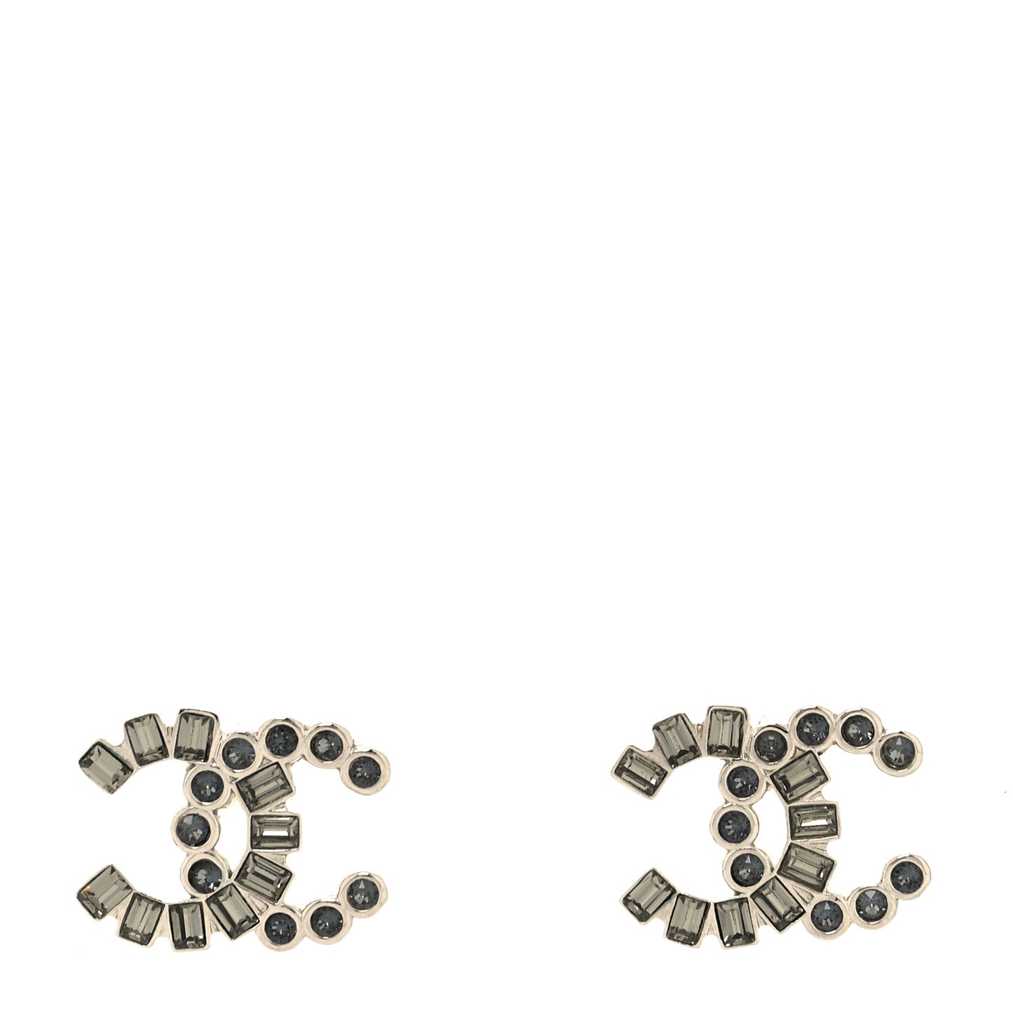Baguette Crystal CC Earrings Gold Grey