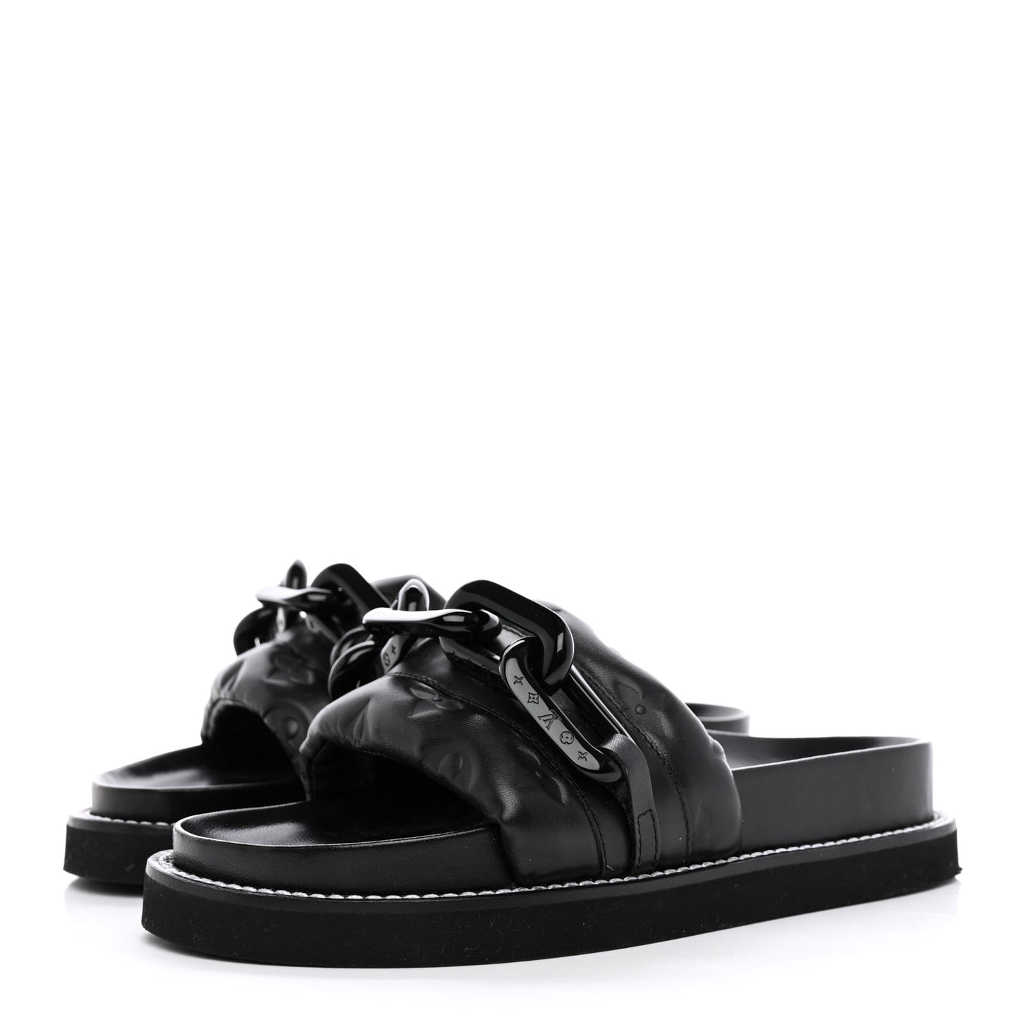 Calfskin Embossed Monogram Sunset Flat Comfort Mule 36 Black