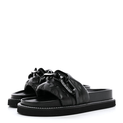 Louis Vuitton Calfskin Embossed Monogram Sunset Flat Comfort Mule 36 Black 3 of 13
