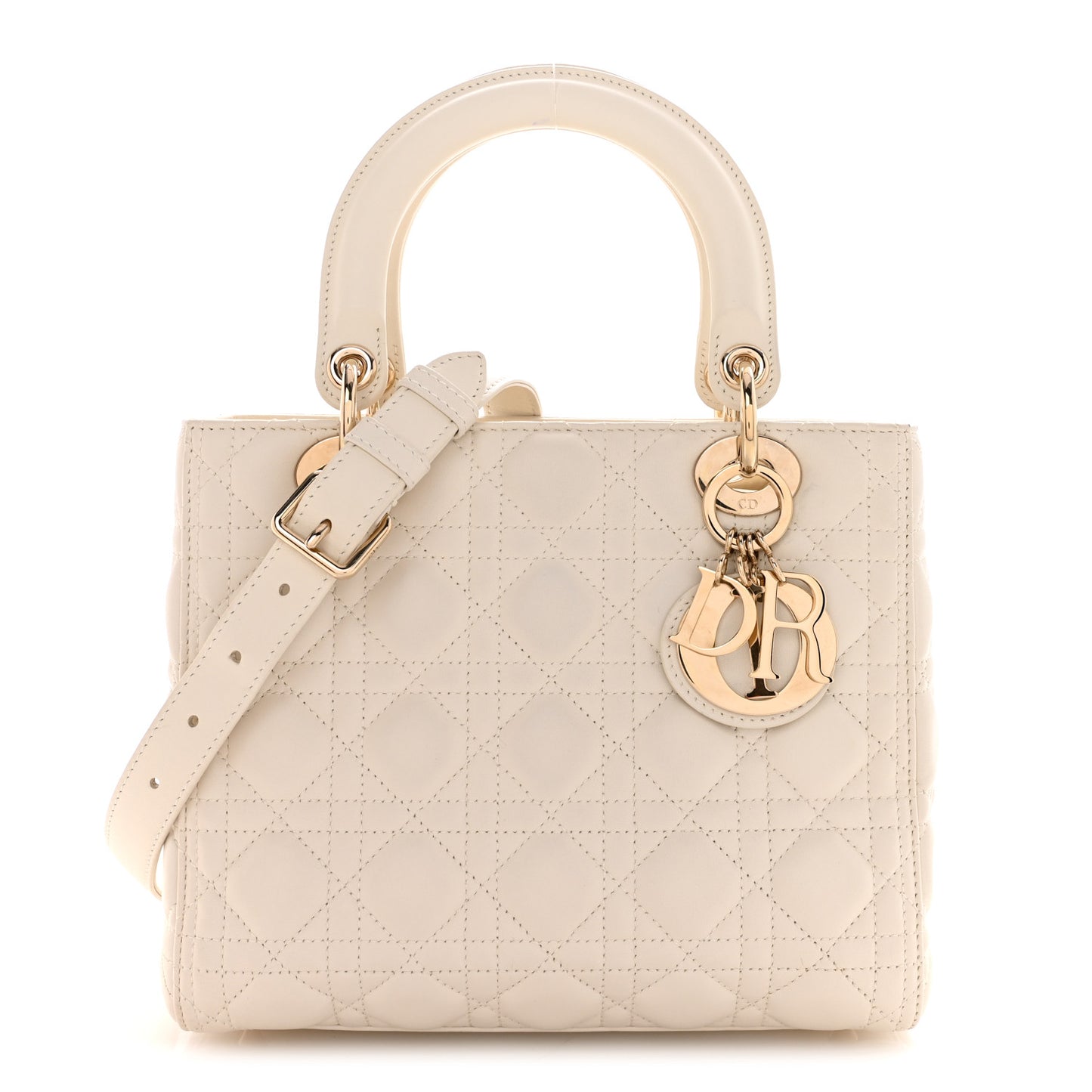 Lambskin Cannage Medium Lady Dior White