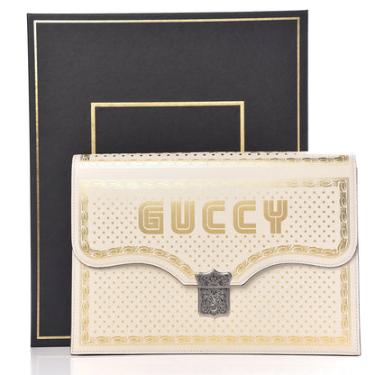 Gucci X SEGA Calfskin GUCCY Stars Portfolio Bag Mystic White Gold 11 of 11