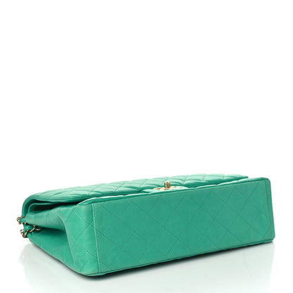 Chanel Lambskin Quilted Maxi Double Flap Green 4 of 10