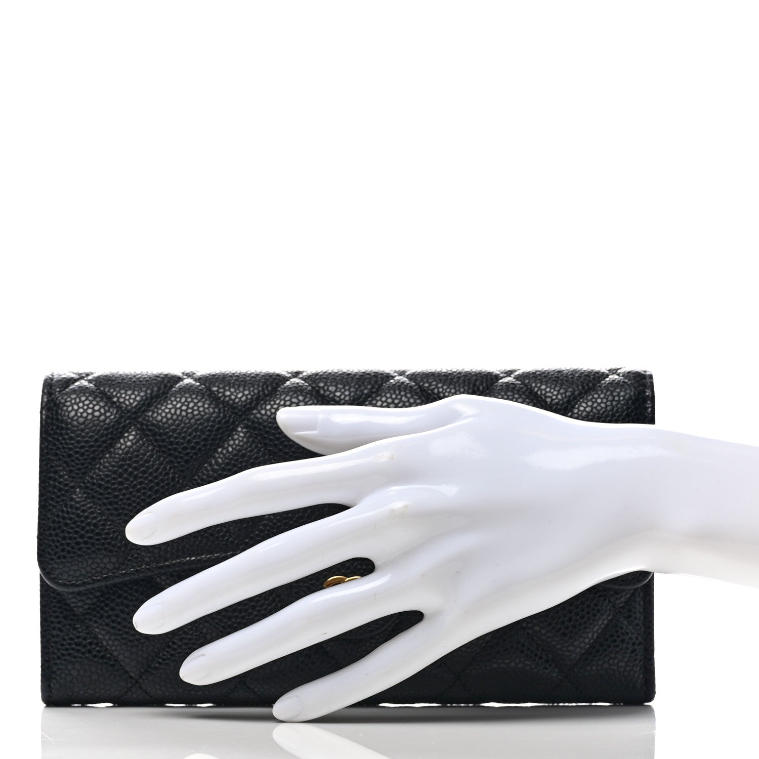 Chanel Caviar Quilted Large Gusset Flap Wallet Black 2 of 7