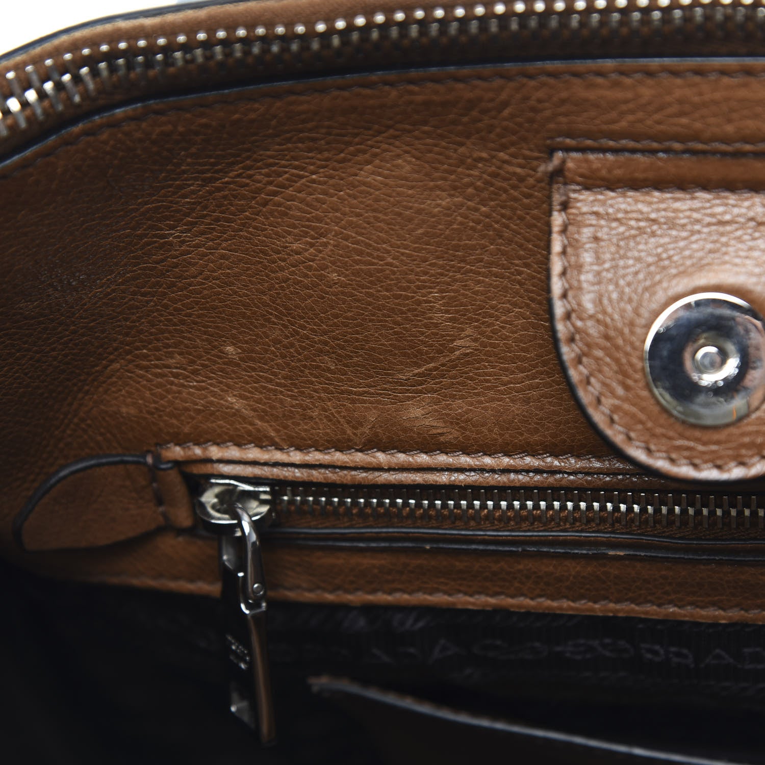 Prada Glace Calf Twin Pocket Tote Cannella 7 of 12