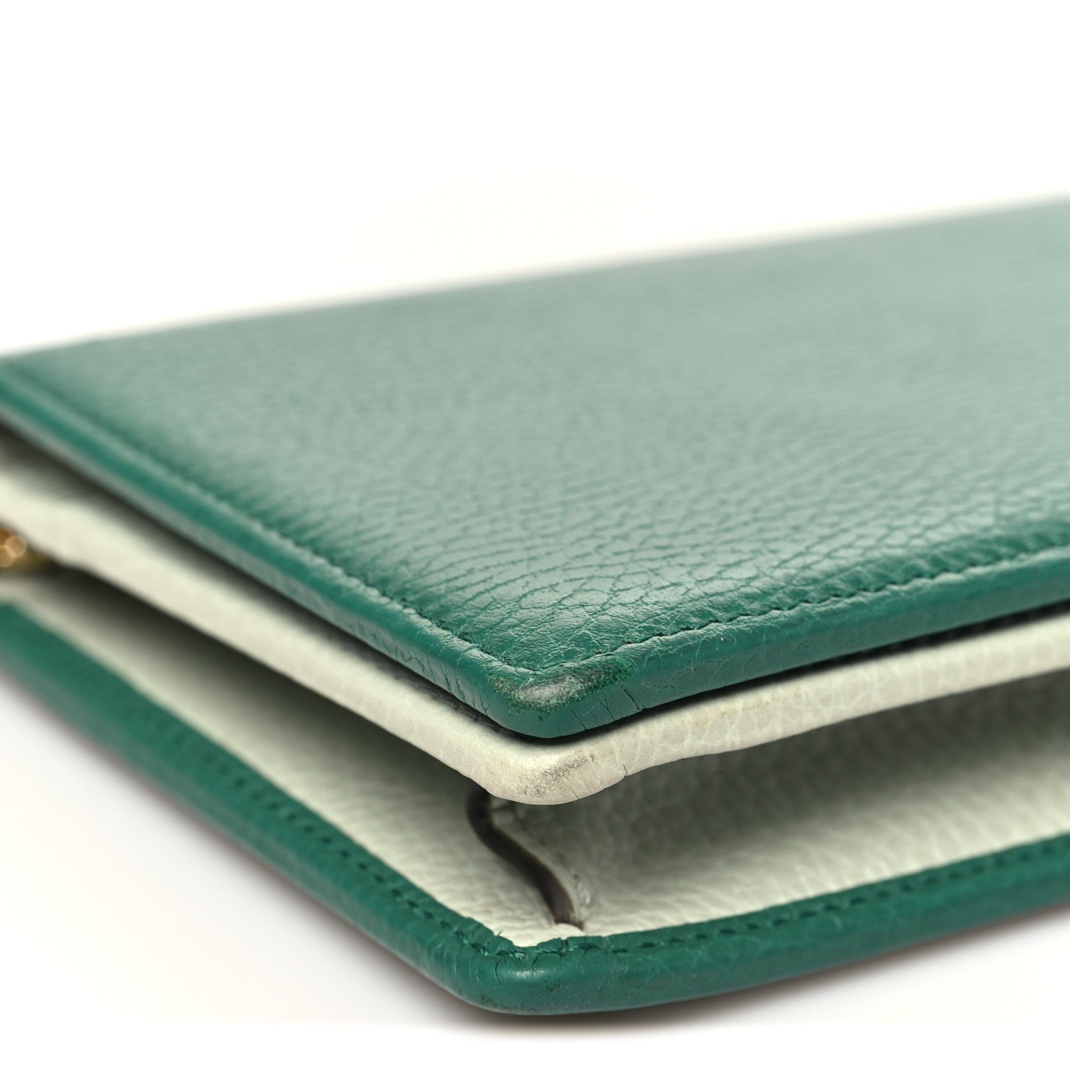 Gucci Dollar Calfskin Mini GG Marmont Chain Wallet Emerald Green Salvy Green 8 of 9