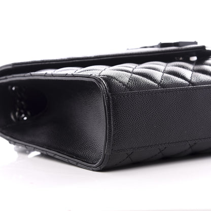 Saint Laurent Grain De Poudre Textured Mixed Matelasse Triquilt Medium Monogram Satchel Black 5 of 9