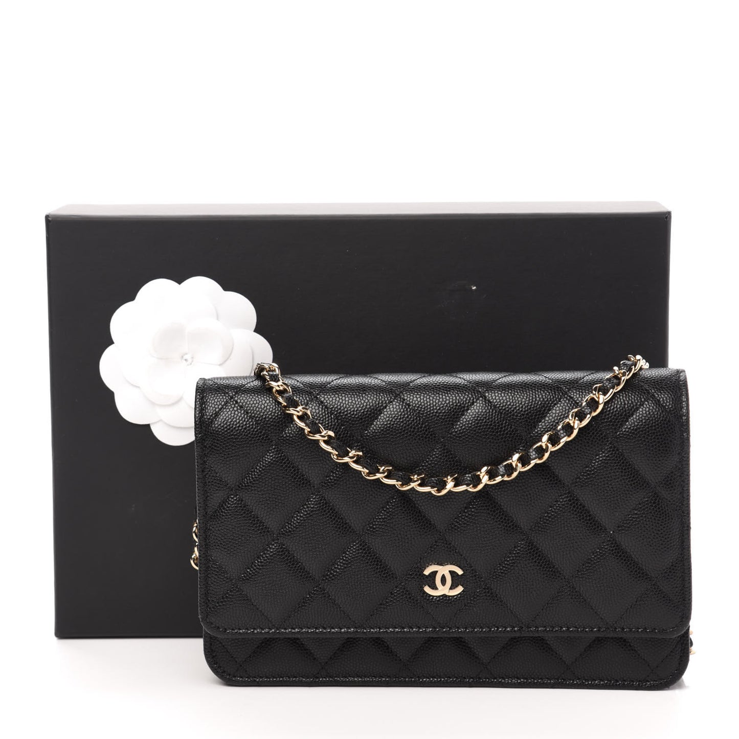 Caviar Quilted Wallet On Chain WOC Black