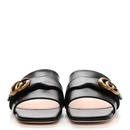 Gucci Malaga Kid GG Marmont Flat Slide Sandals 37.5 Black 2 of 10
