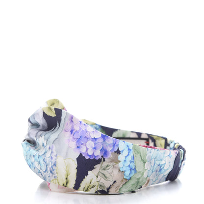 Gucci Silk Blooms Print Duchesse Headband Aqua Blue Black 3 of 7
