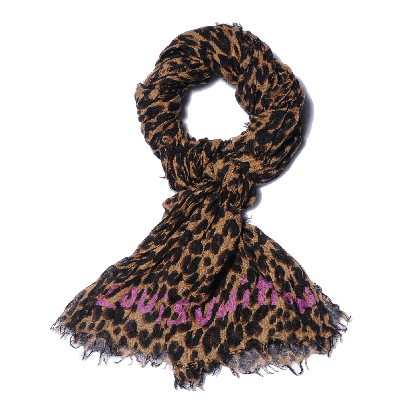 Cashmere Silk Leopard Stole Brown