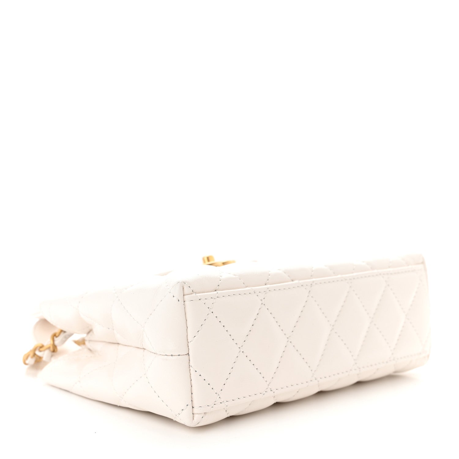 Chanel Shiny Aged Calfskin Quilted Nano Kelly Shopper White 4 of 11