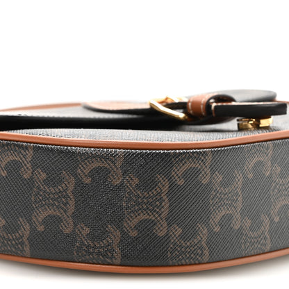 Celine Triomphe Canvas Folco Shoulder Bag Tan Tan 10 of 12
