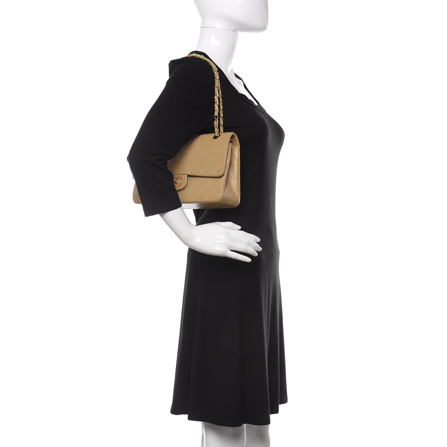 Chanel Lambskin Quilted Medium Double Flap Beige 2 of 11