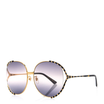 Gucci Metal Round Frame GG0595S Sunglasses Gold Black 1 of 9