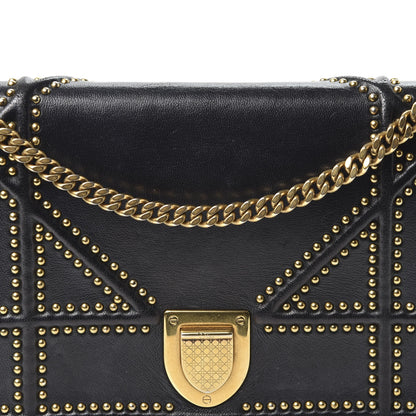 Christian Dior Calfskin Studded Diorama Wallet on Chain Pouch Black 9 of 9