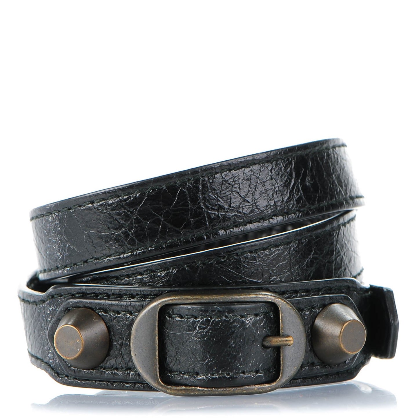 Agneau Arena Classic Hardware Triple Tour Bracelet S Black