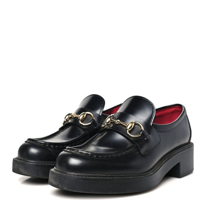 Gucci Calfskin Horsebit Womens Lug Sole Loafers 37 Black 4 of 9