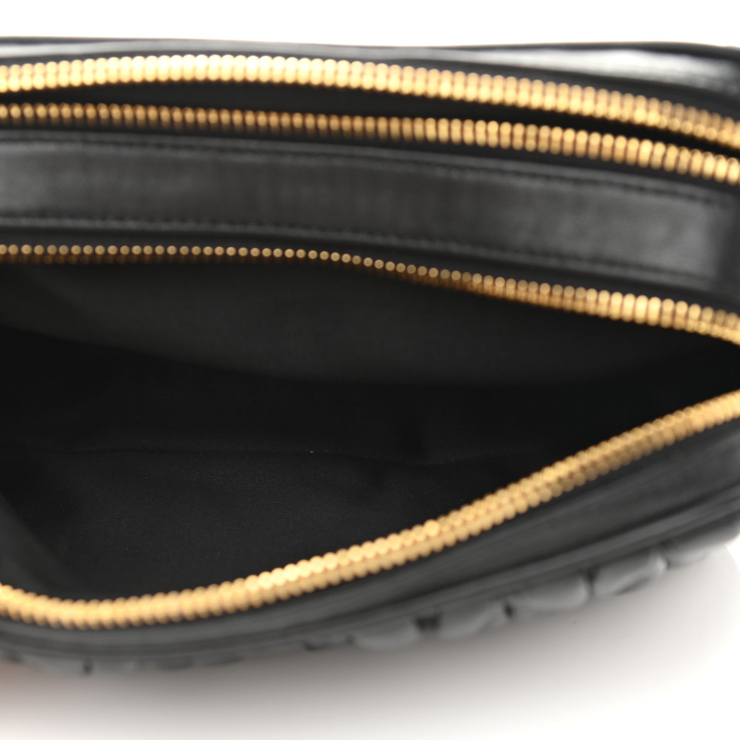 Nappa Matelasse Double Zip Pochette Clutch Black