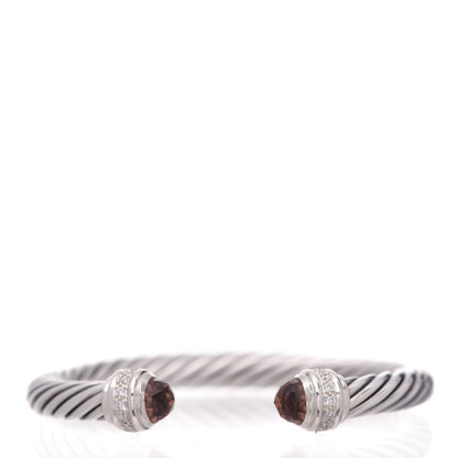 David Yurman Sterling Silver Diamond Morganite 7mm Cable Classics Bracelet 1 of 5